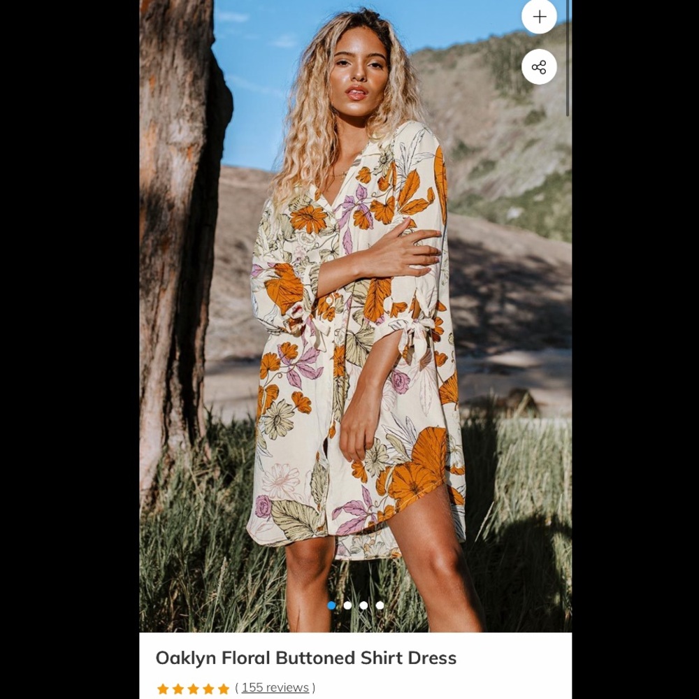 NWT Cupshe Oaklyn Floral Shirt Dress